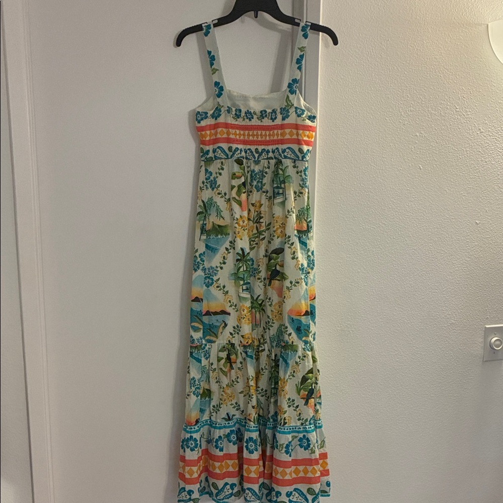 FARM for Anthropologie Multicolor Tropical Maxi Dress Small Petite - Picture 7 of 13